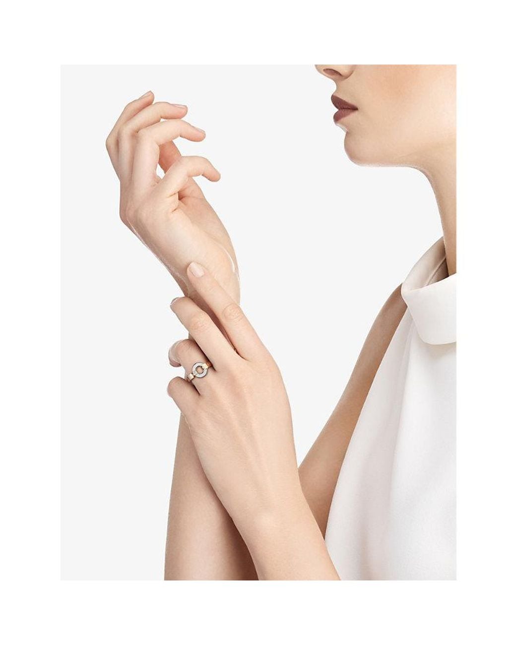 BVLGARI White 18Ct Rose- 0.04Ct Brilliant-Cut Diamond And Mother-Of-Pearl Ring