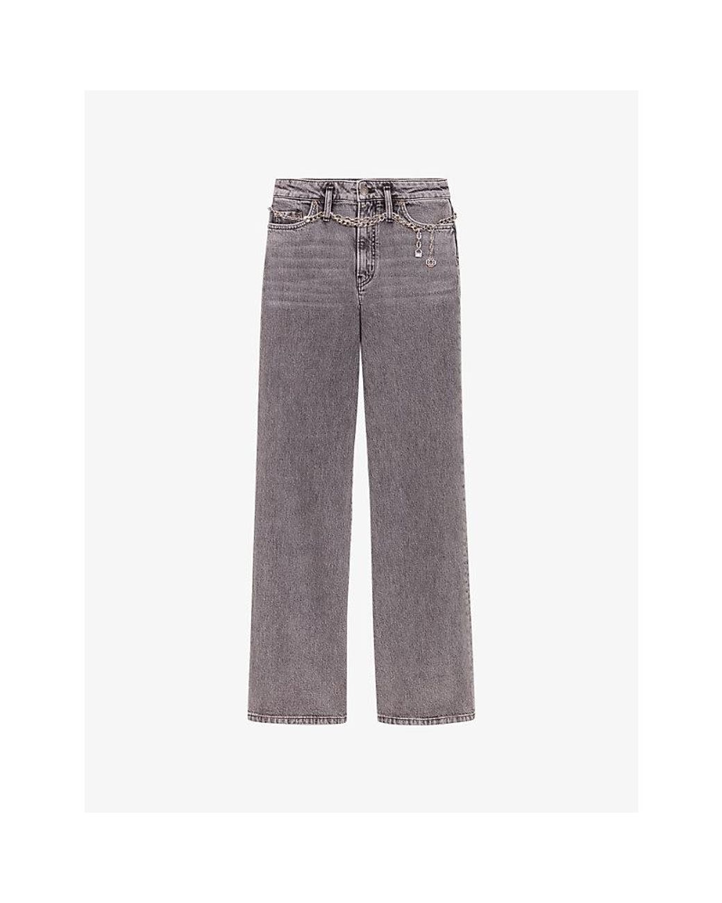 Maje Gray Straight-Leg Stonewashed Denim Jeans