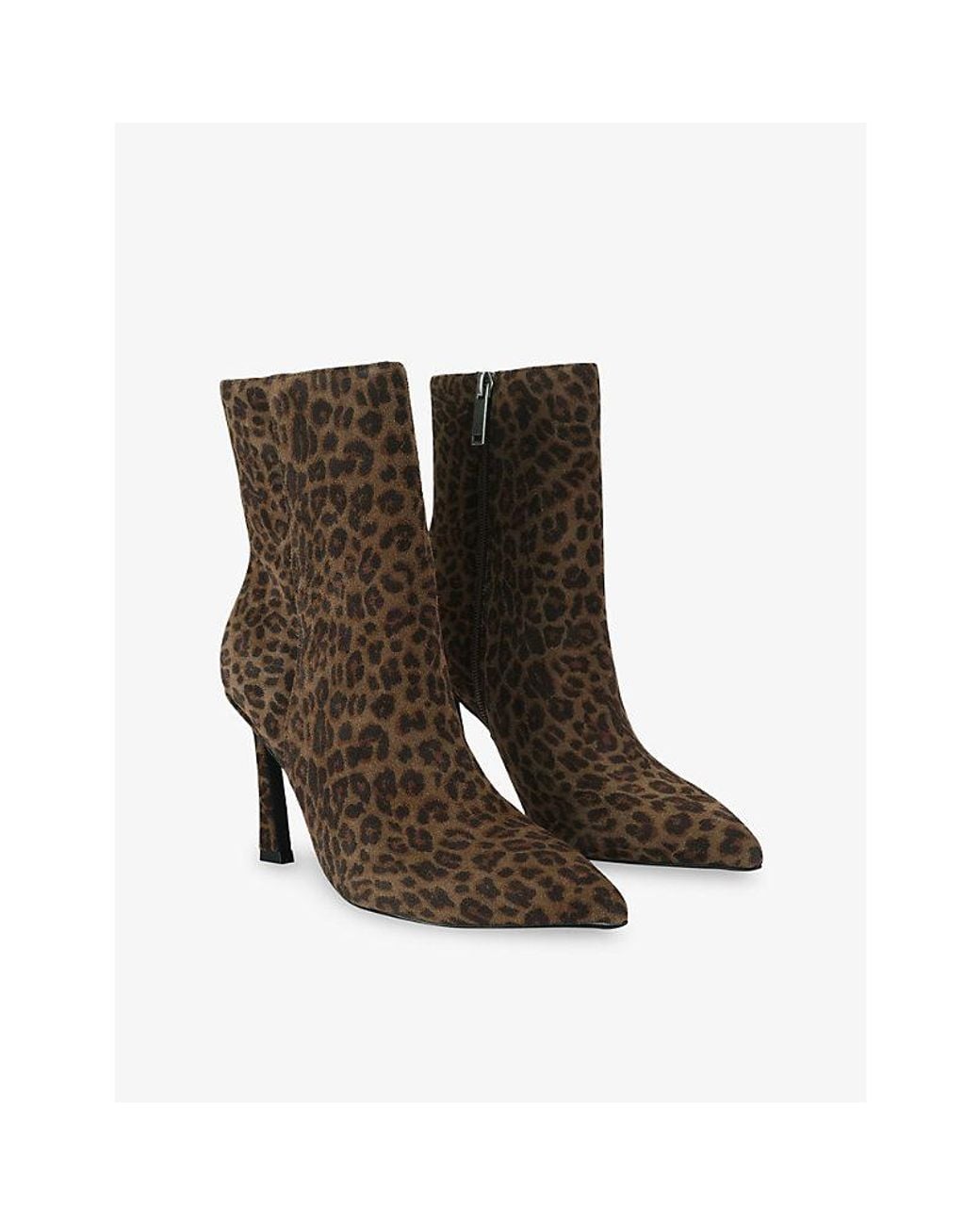 Kurt Geiger Brown Candy Leopard Heeled Suede Ankle Boots