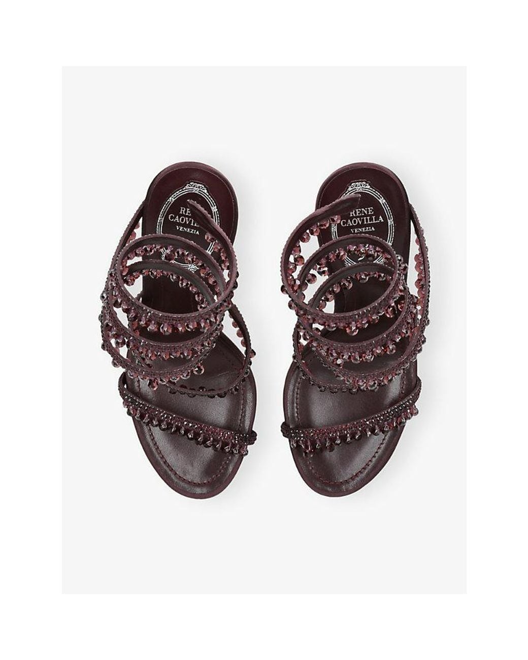 Rene Caovilla Multicolor Chandelier 105 Crystal-Embellished Leather Heeled Sandals