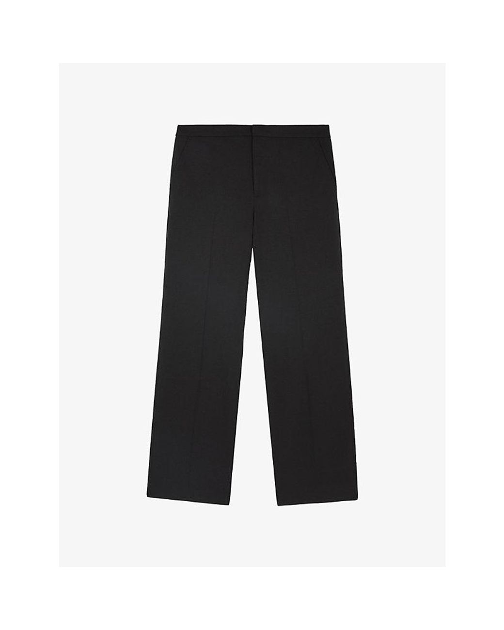 The Kooples Black Semi-Elasticated Wide-Leg Stretch Wool-Blend Trousers for men