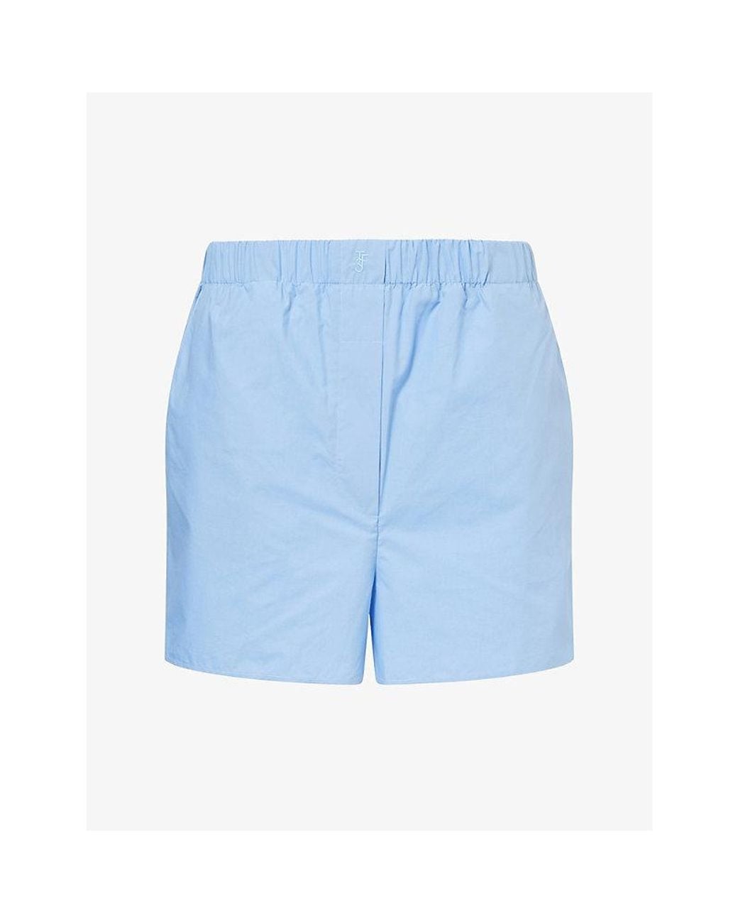 Frankie Shop Blue Lui Brand-Embroidered Cotton Shorts