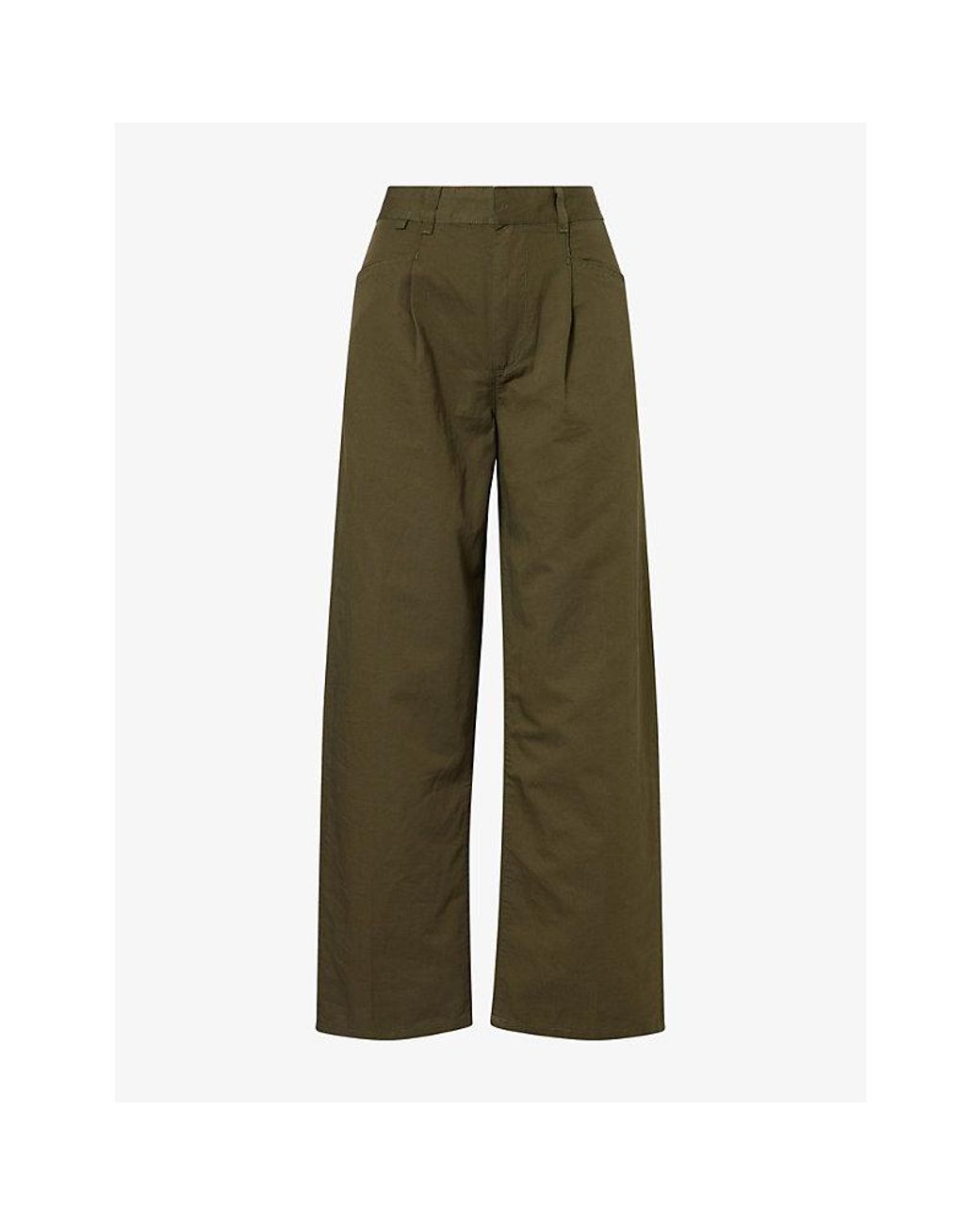 Citizens of Humanity Green Velha Cotton And Linen-Blend Trousers