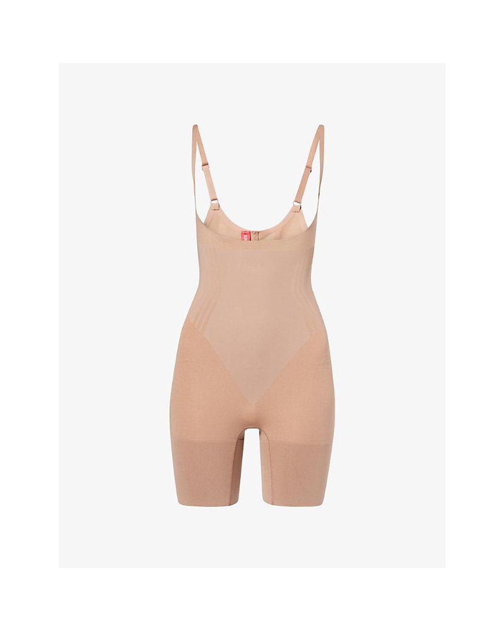 Spanx White Sculpt Gofigure Open-Bust Mid-Thigh Bodysuit