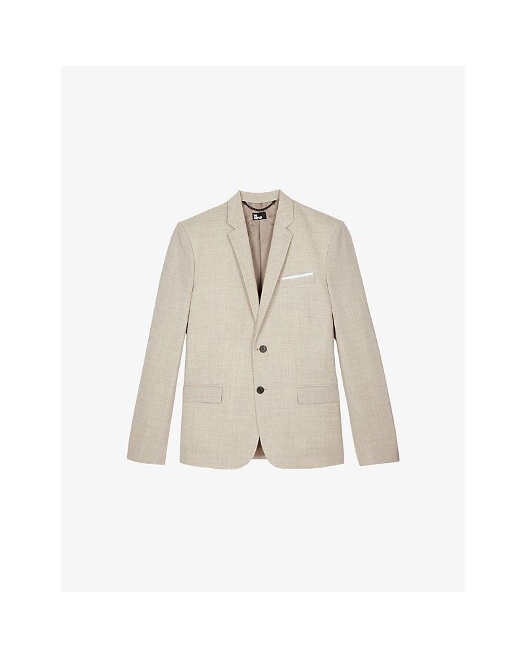 The Kooples Natural Single-Breasted Notch-Lapel Wool Blazer for men