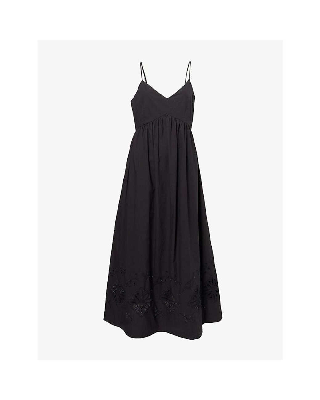 Jenni Kayne Black Peninsula Embroidered Cotton Midi Dress
