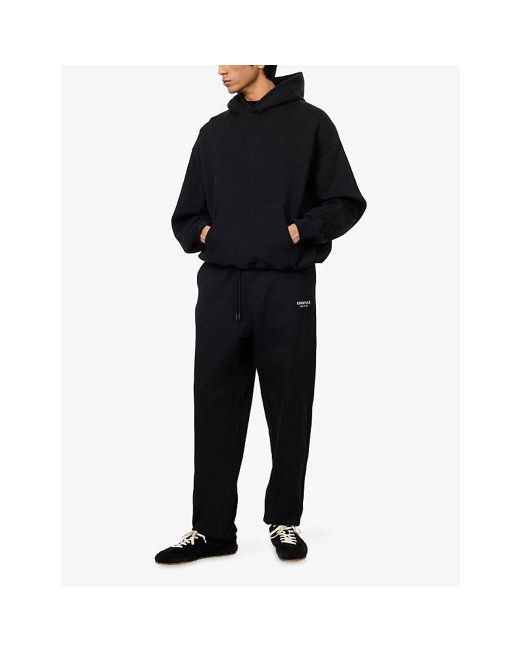 Fear Of God Blue Relaxed-Fit Logo-Print Cotton-Blend Hoodie for men