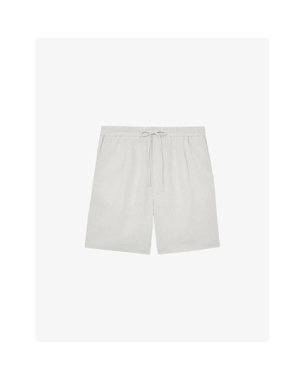 Reiss White Barges Drawstring-Waist Linen Shorts for men