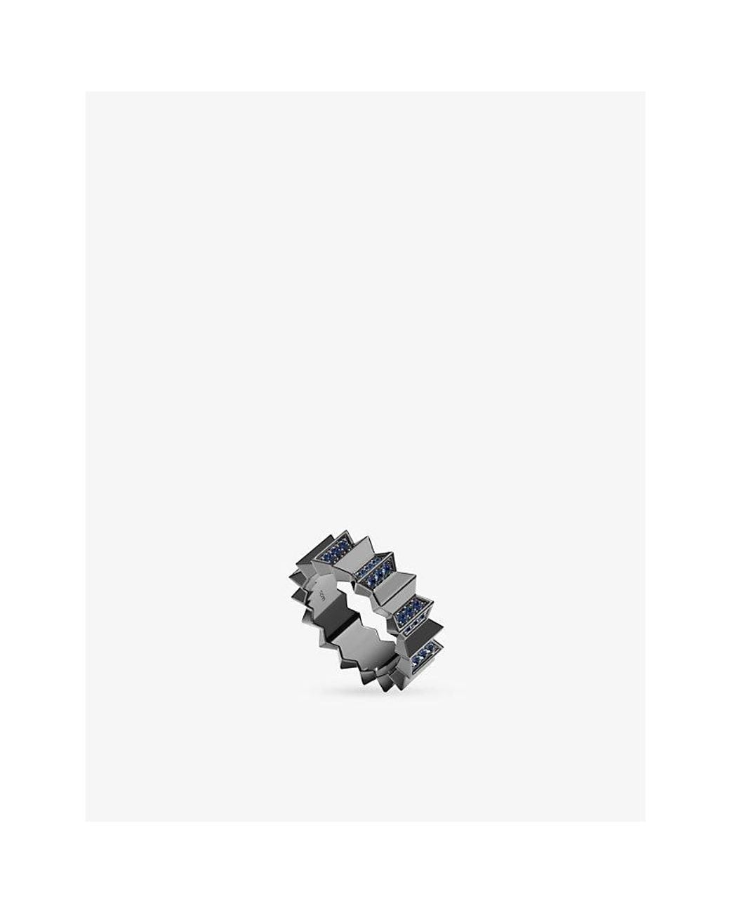 Apm Monaco White Up And Down Ruthenium Plated Alloy And Cubic Zirconia Ring