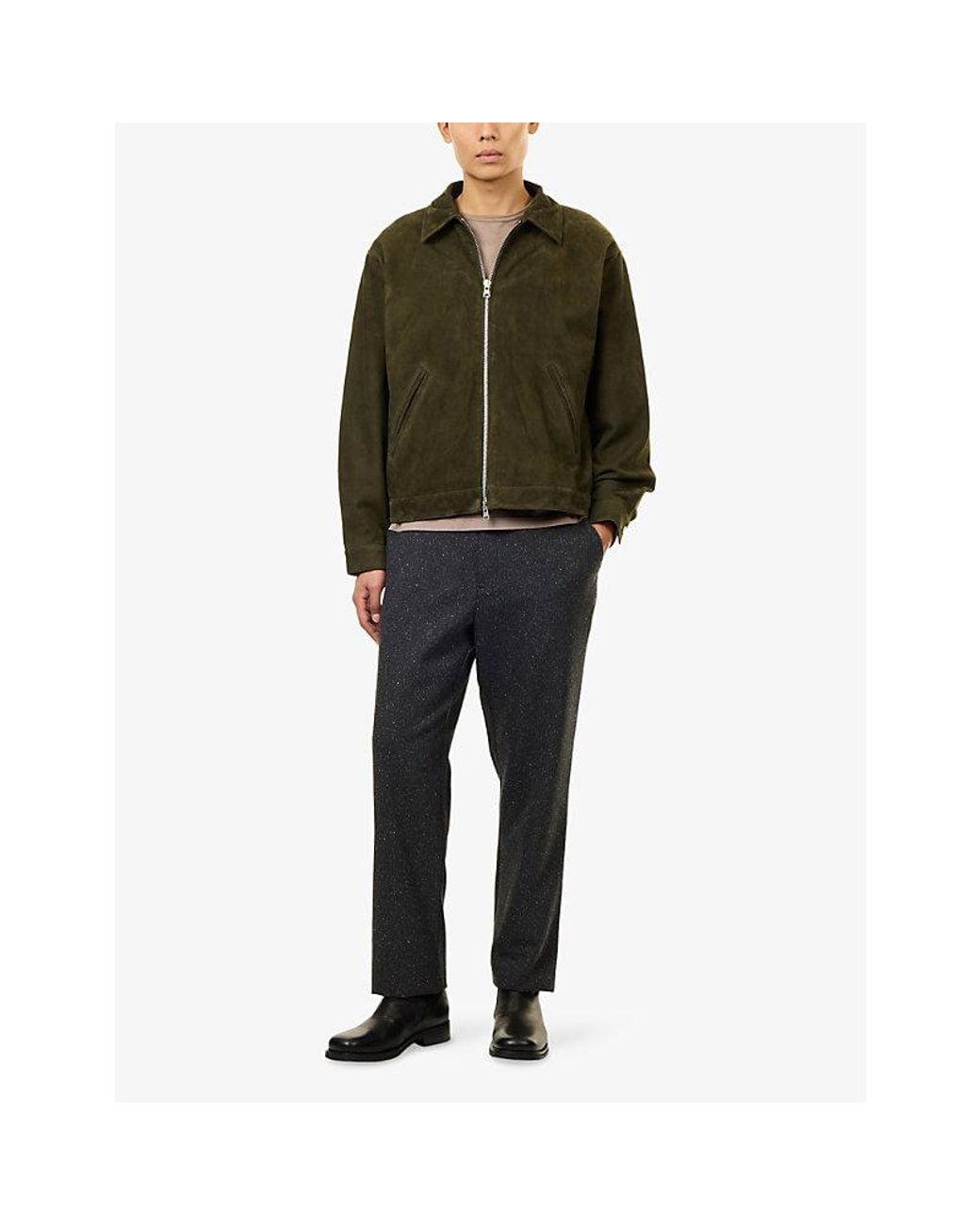 NN07 Green Petrus Suede Jacket for men