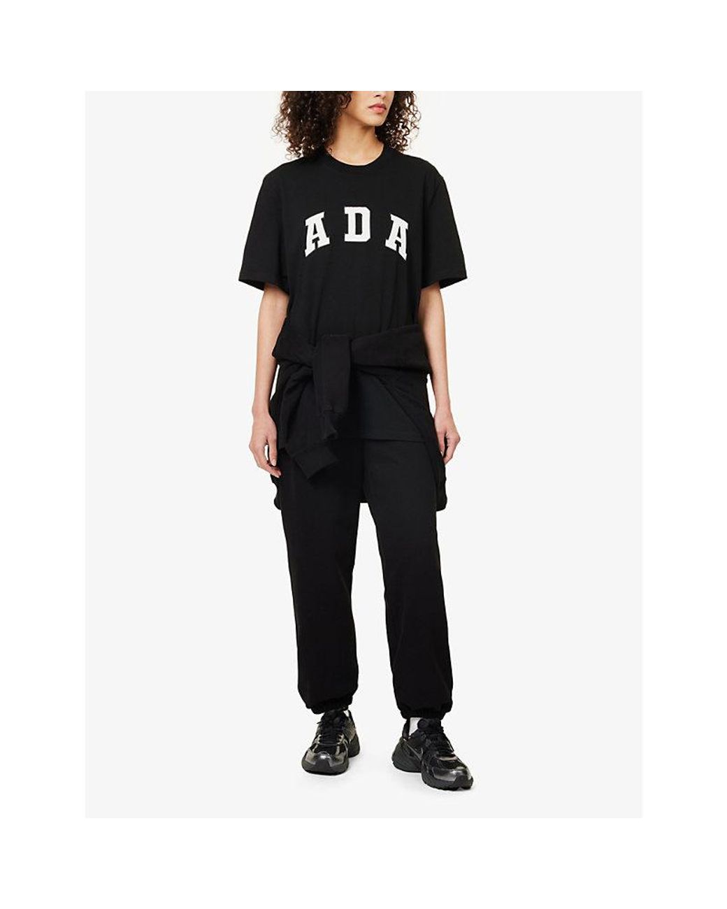 ADANOLA Black Logo-Embroidered Cotton-Jersey T-Shirt