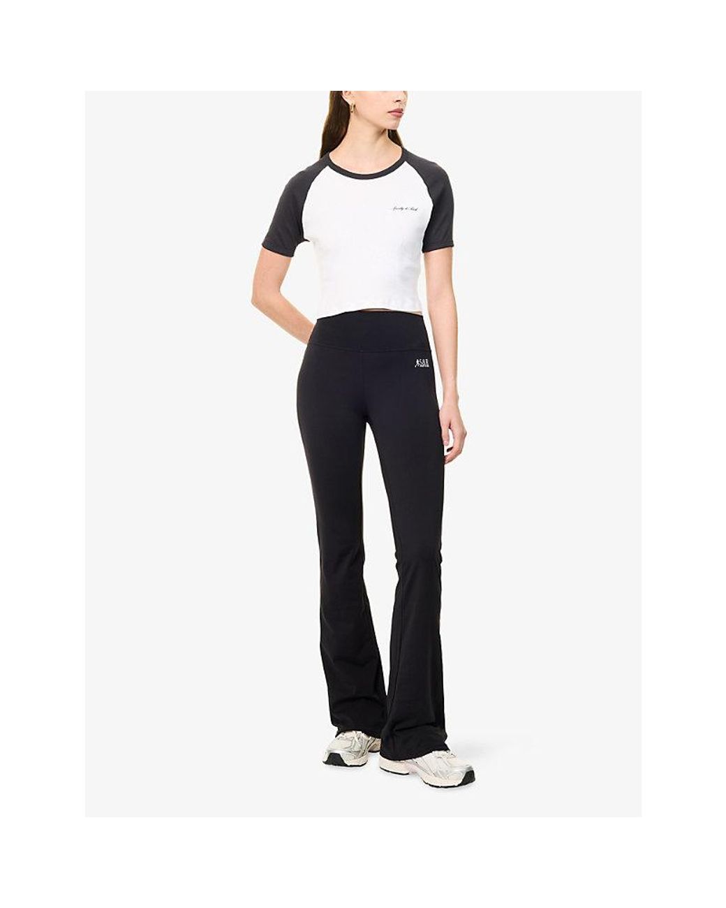 Sporty & Rich Black Logo-Print Cropped Cotton T-Shirt
