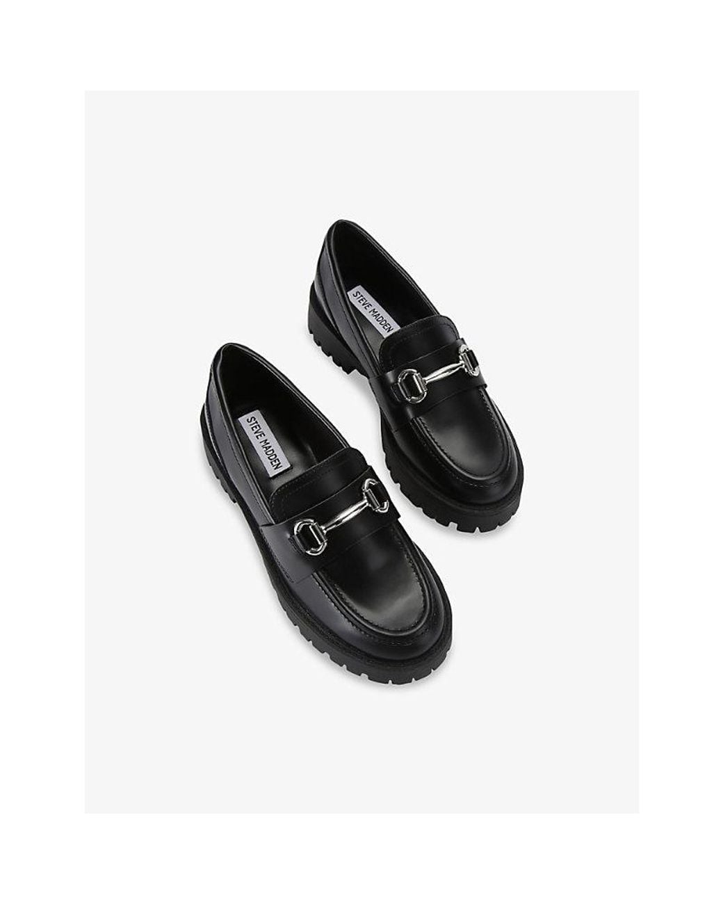 Steve Madden Black Lando Faux-Leather Loafers