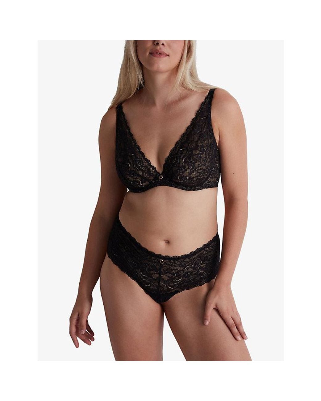 Aubade Black Rosessence Underwired Stretch-Lace Plunge Bra