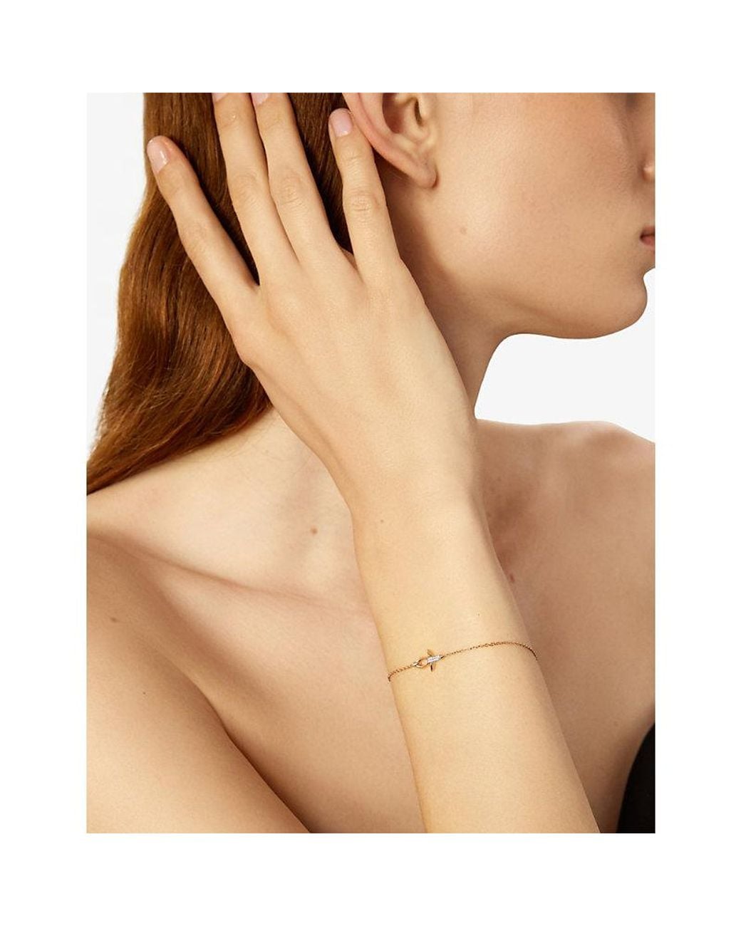 Kismet by Milka White Ankh 0.03Ct Diamond Chain Bracelet