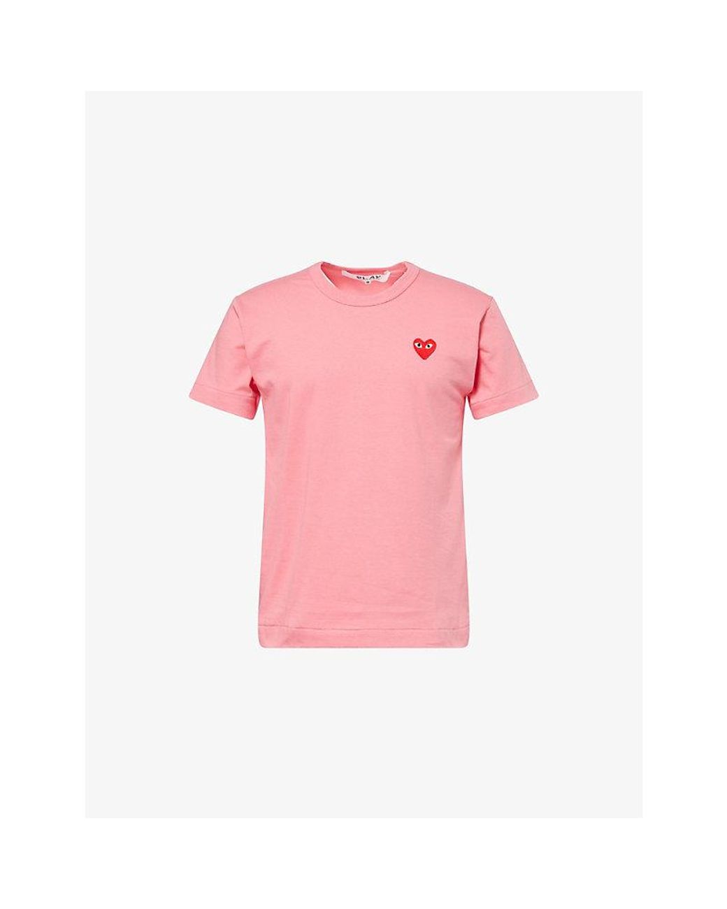 COMME DES GARÇONS PLAY Pink Embroidered-Logo Cotton T-Shirt for men