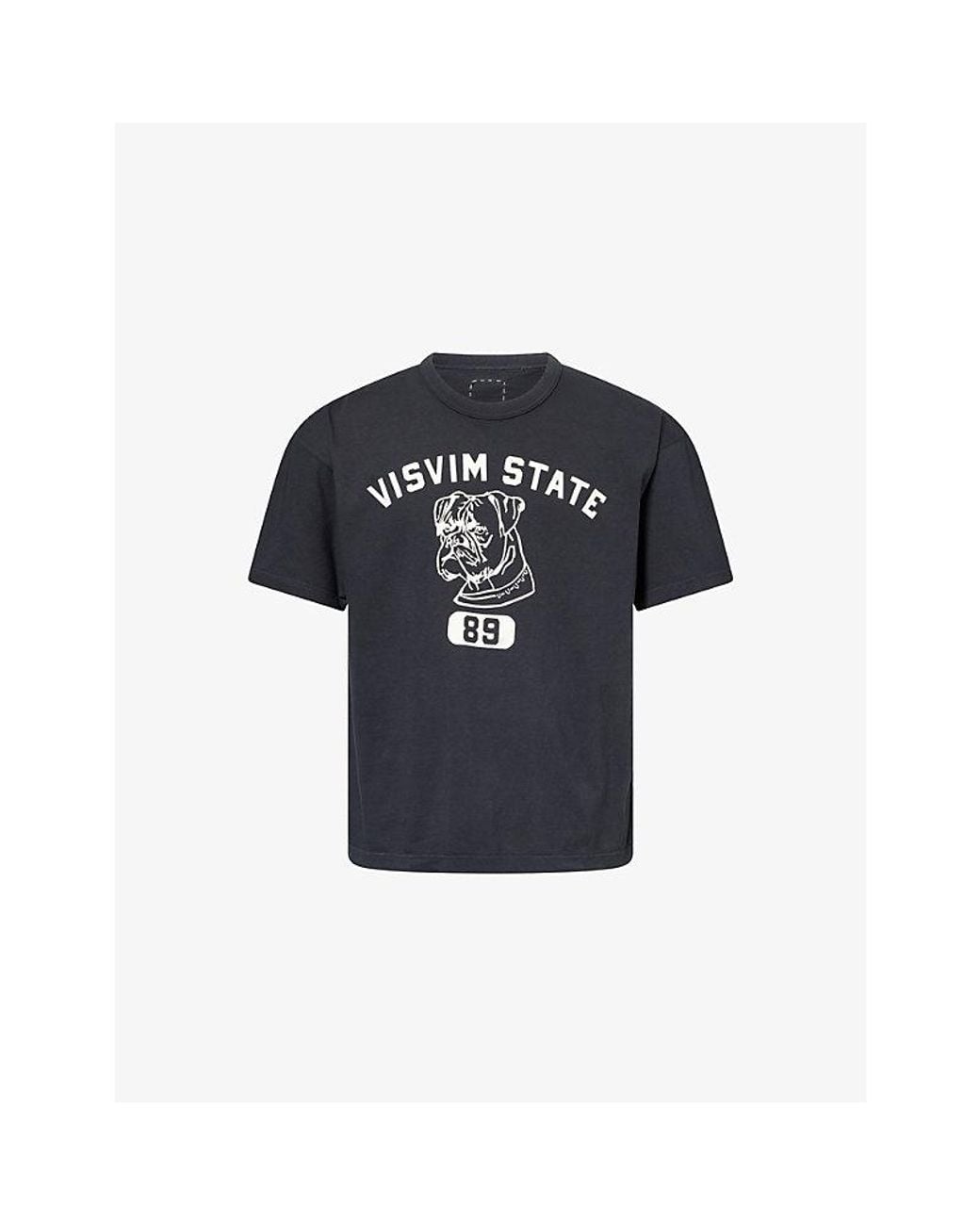Visvim Blue Graphic-Print Crew-Neck Cotton T-Shirt for men