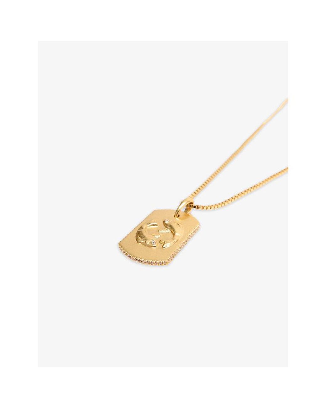 Maje White Zodiac-Plaque Metal Necklace
