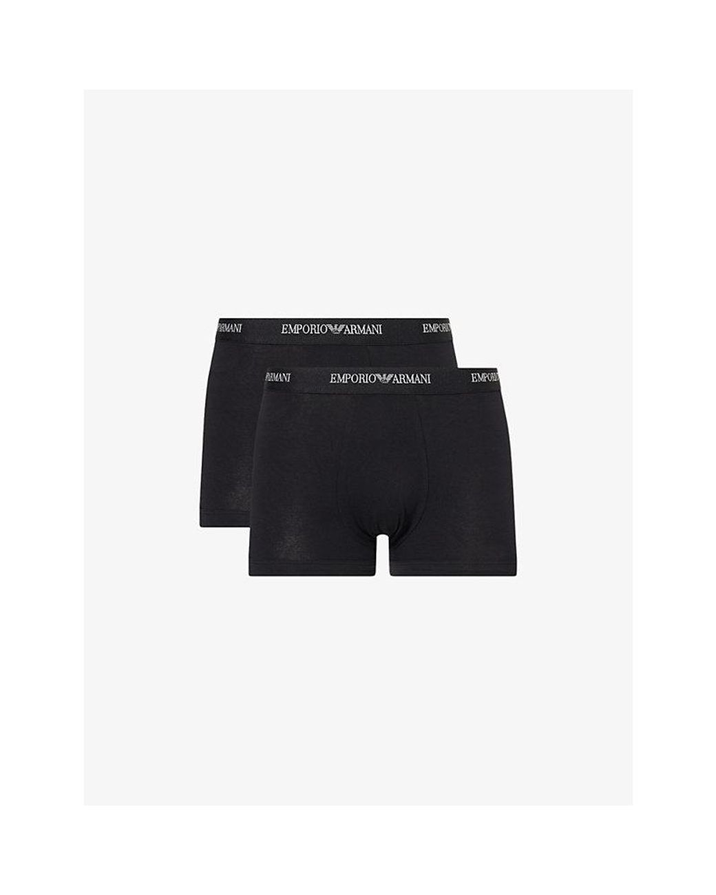Emporio Armani Black Branded-Waistband Pack Of Three Cotton-Jersey Boxer Briefs for men
