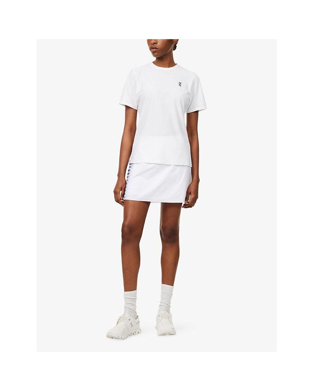 On Shoes White Court Logo-Print Stretch-Woven T-Shirt