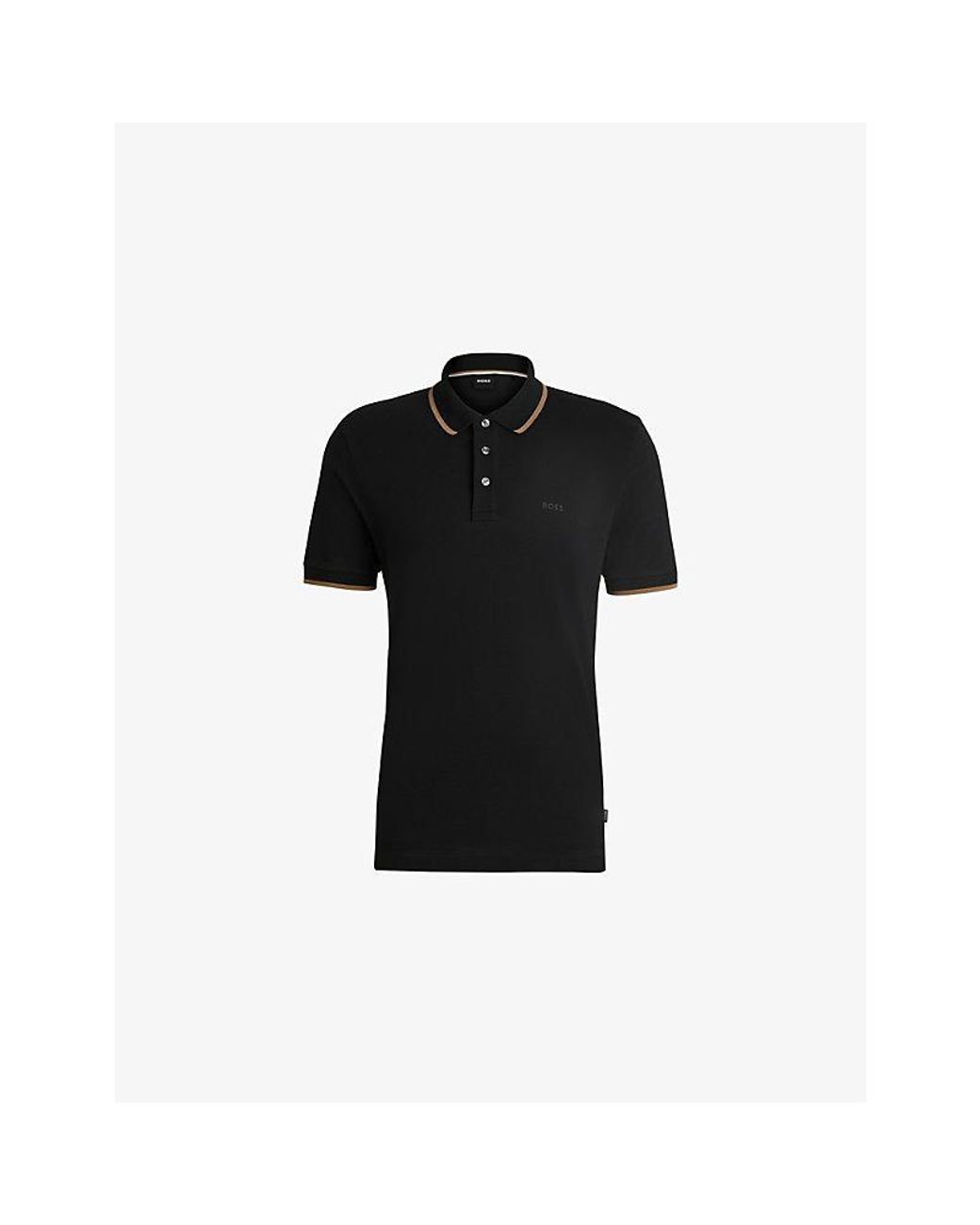 Boss Black Logo-Print Short-Sleeve Cotton Polo for men