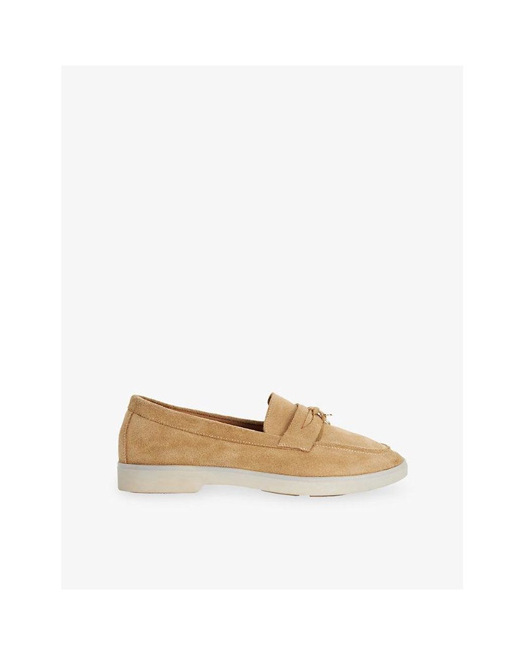 Dune Natural Wide Fit Grinning Suede Loafers