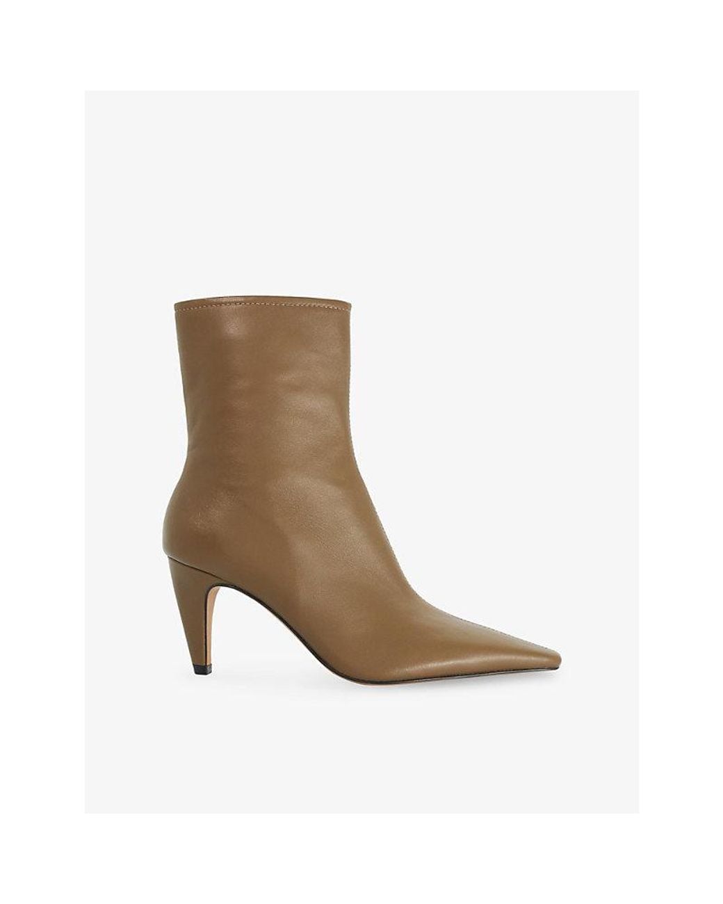 Dune Brown Overt Leather Heeled Ankle Boots