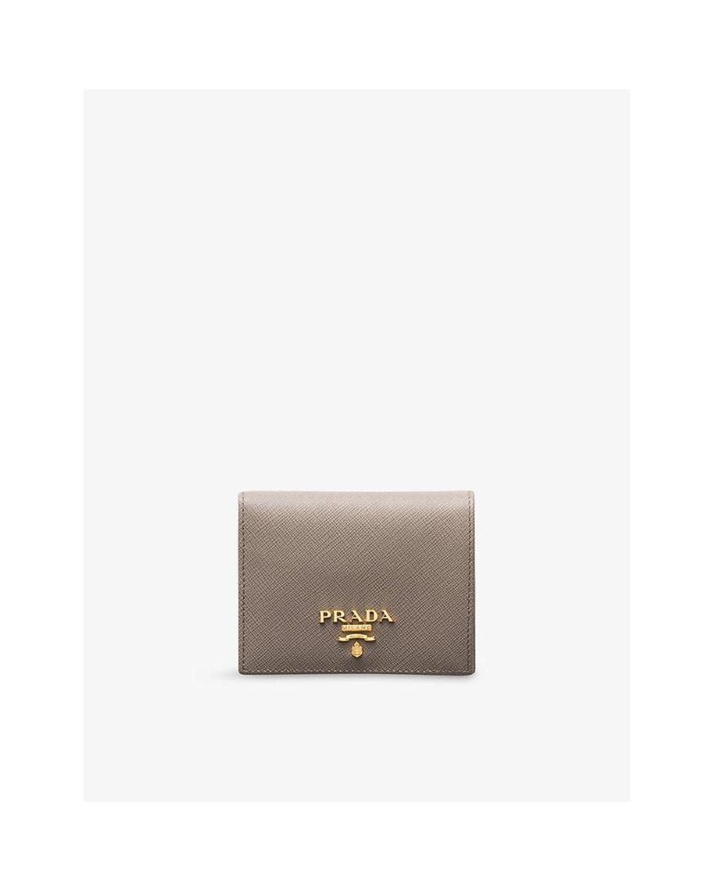 Prada Gray Small Saffiano Leather Wallet