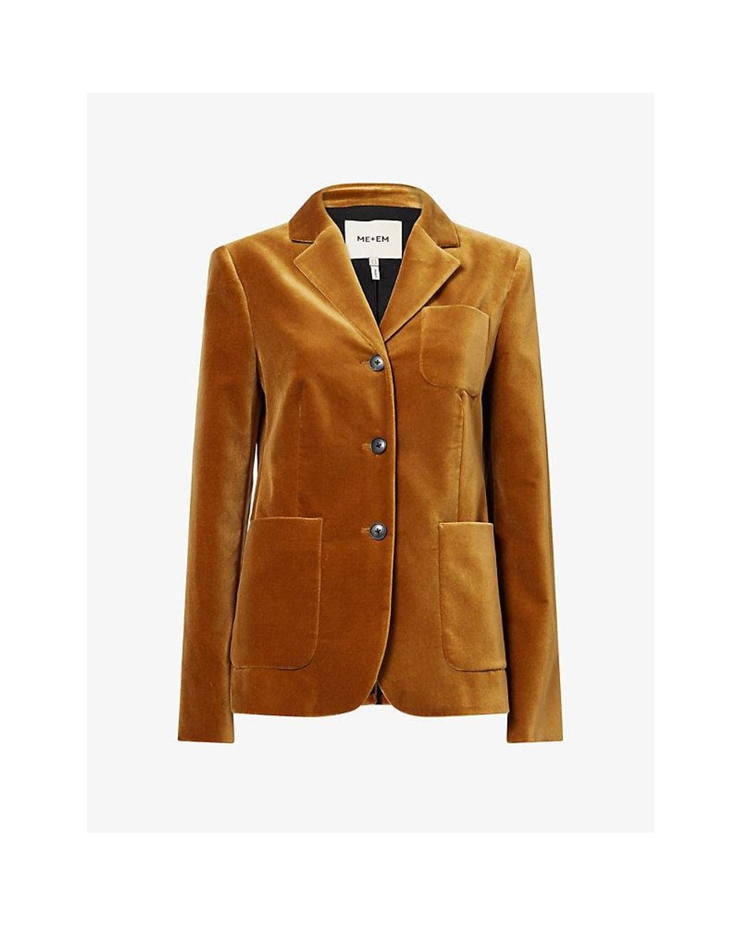 ME+EM Brown Single-Breasted Patch-Pocket Cotton-Velvet Jacket