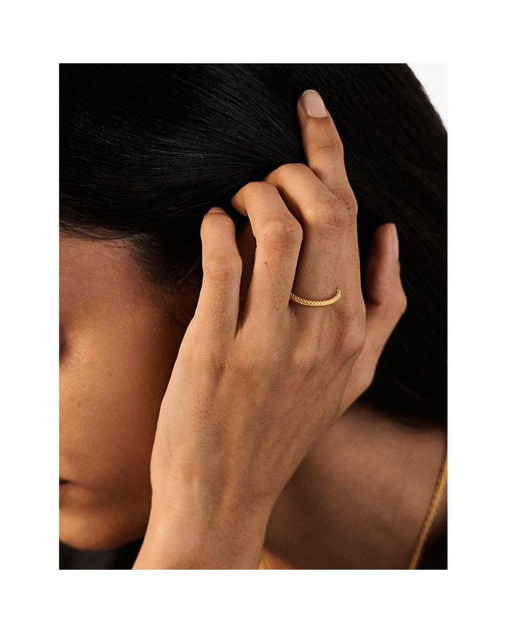 Monica Vinader Natural Heirloom 18Ct-Plated Vermeil Sterling- Stacking Ring