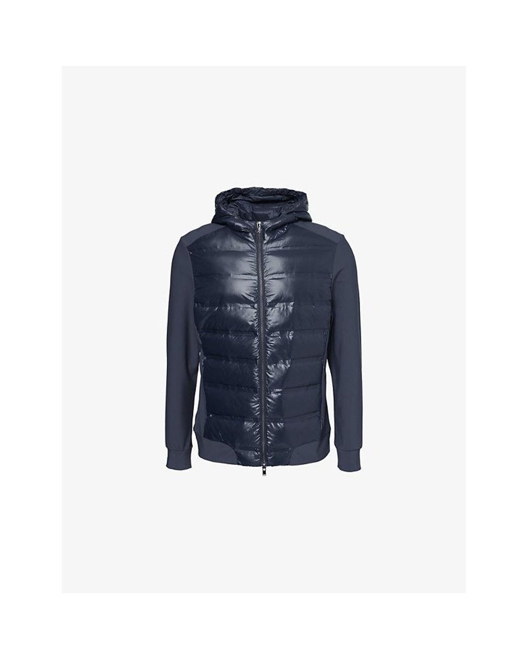 Arne Hybrid Padded Hooded Slim-Fit Shell-Down Jacket Xxl in Blue