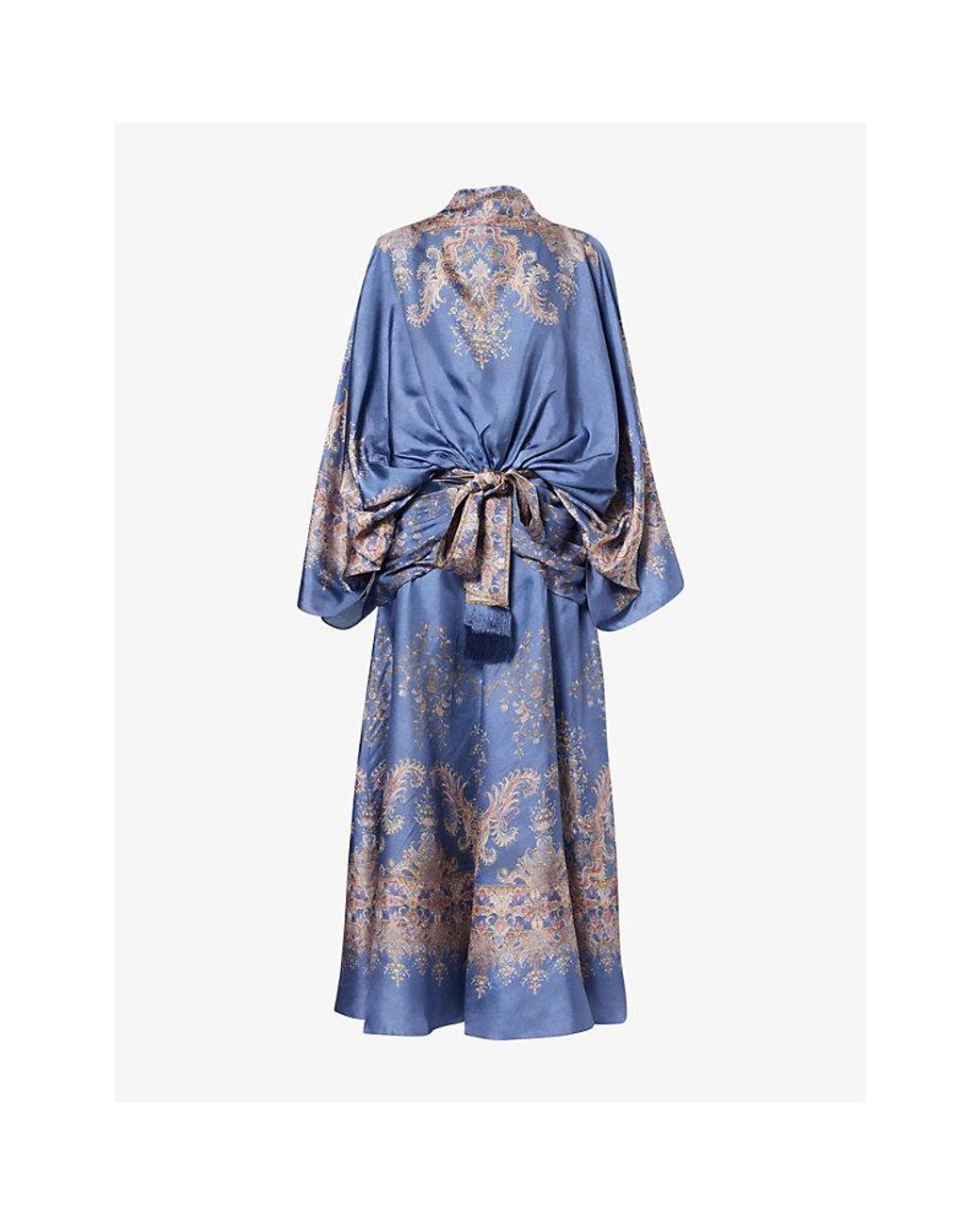 Zimmermann Blue Valiant Batwing Silk Midi Dress