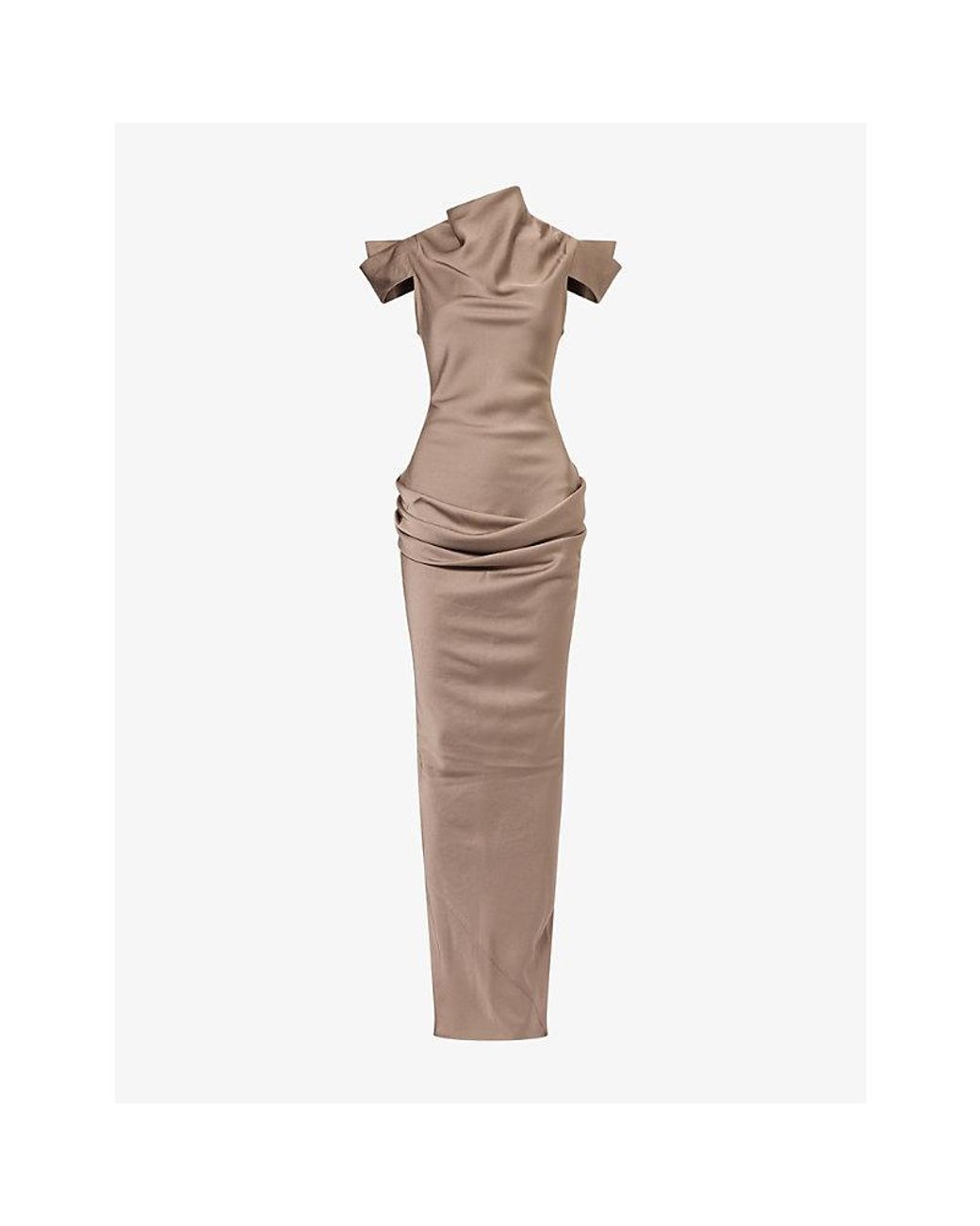 De La Vali Natural Cosima Satin Maxi Dress