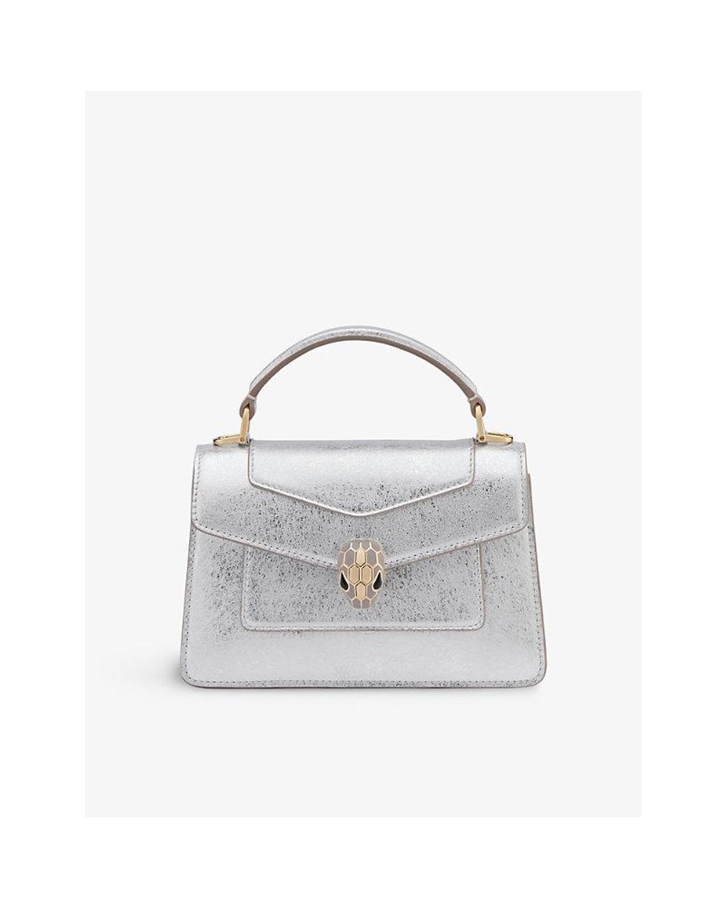 BVLGARI Serpenti Forever Mini Stud Embellished Leather Top Handle Bag in Grey Lyst UK