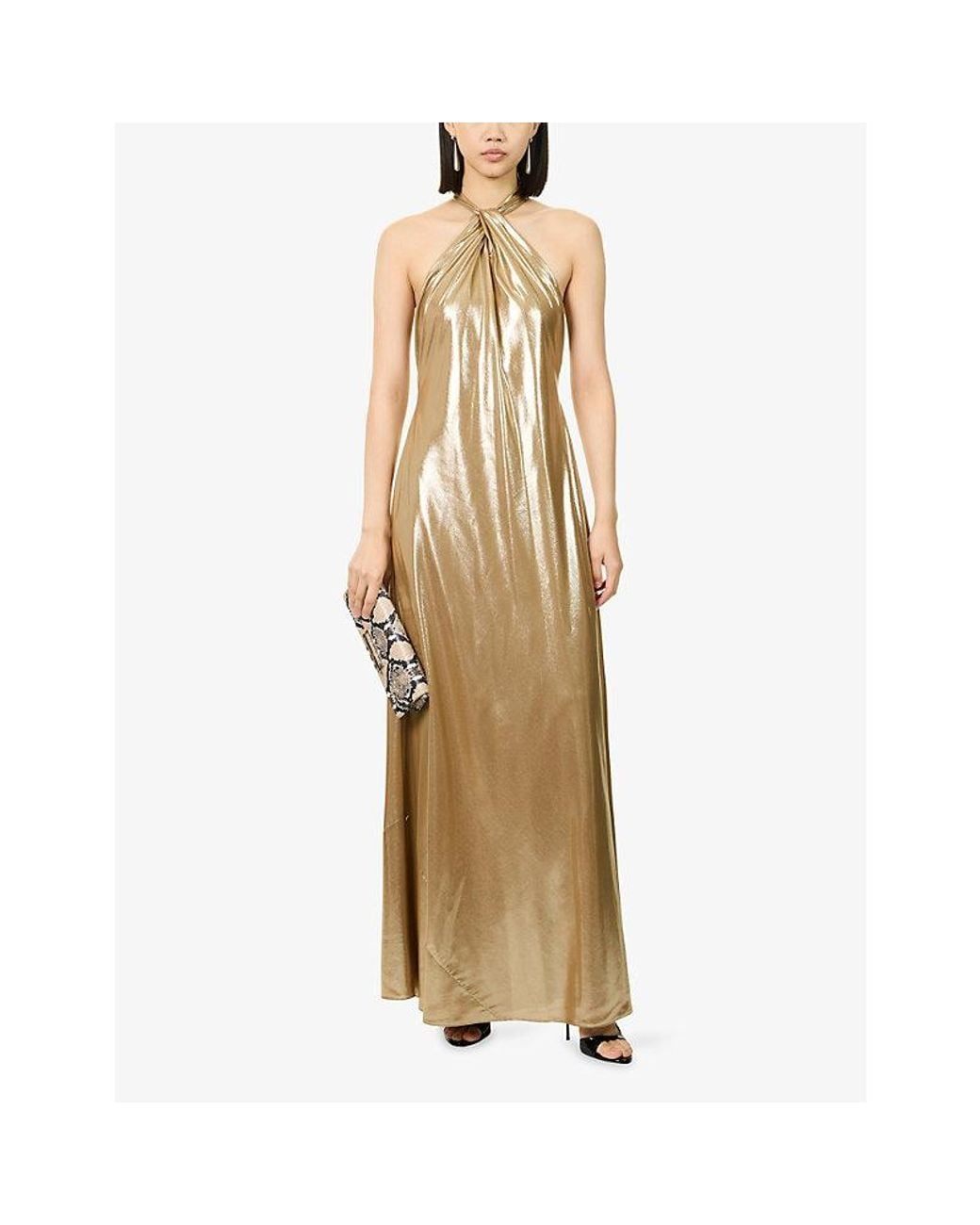 Ralph Lauren Natural Flare Metallic Woven Maxi Dress