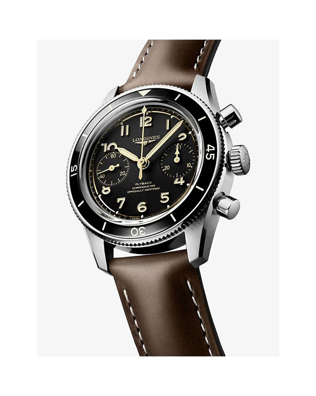 Longines Black Spirit Pilot Flyback 39.5Mm Manual Watch for men