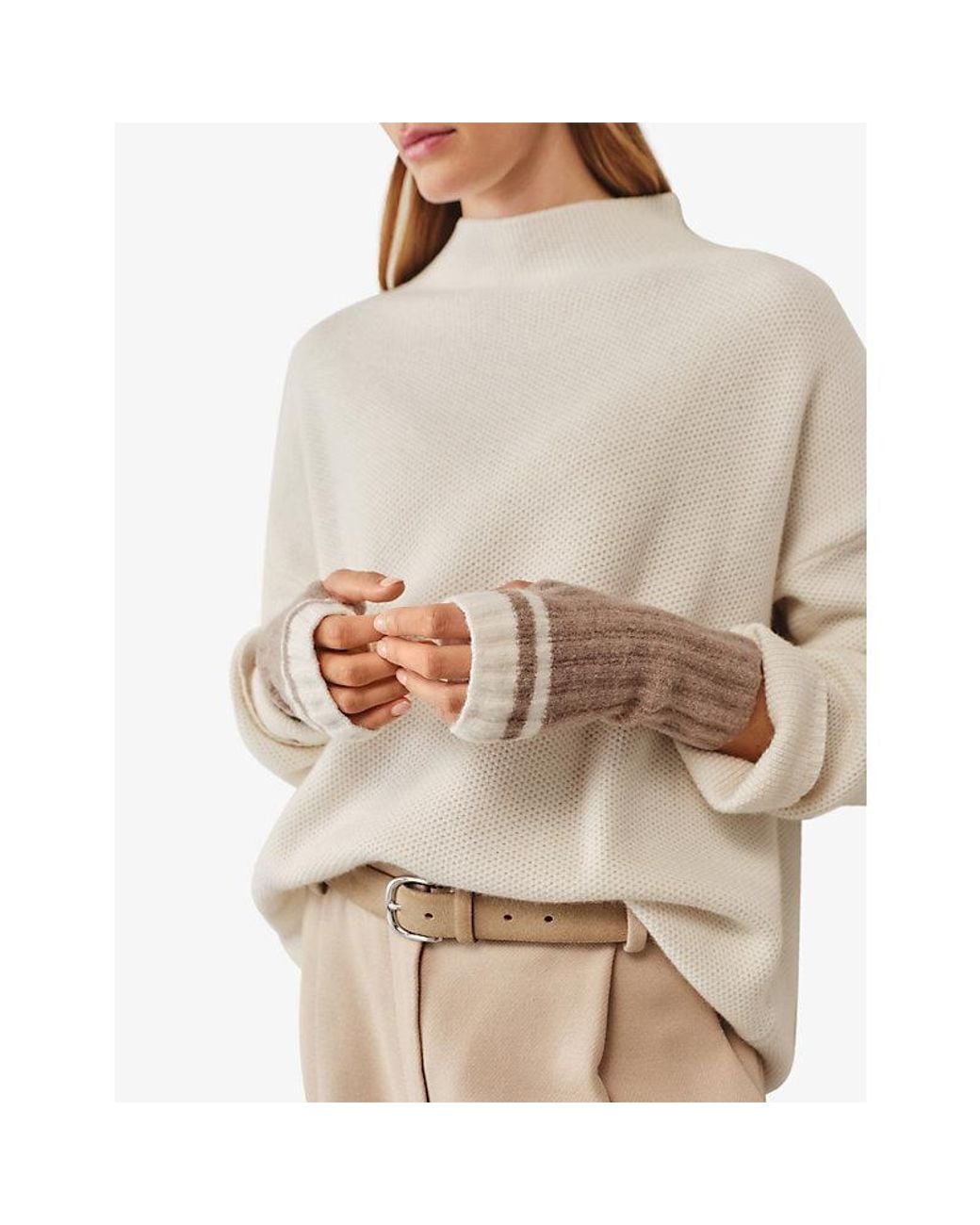 The White Company Multicolor Cosy Stripe-Tip Cotton-Blend Wrist Warmers