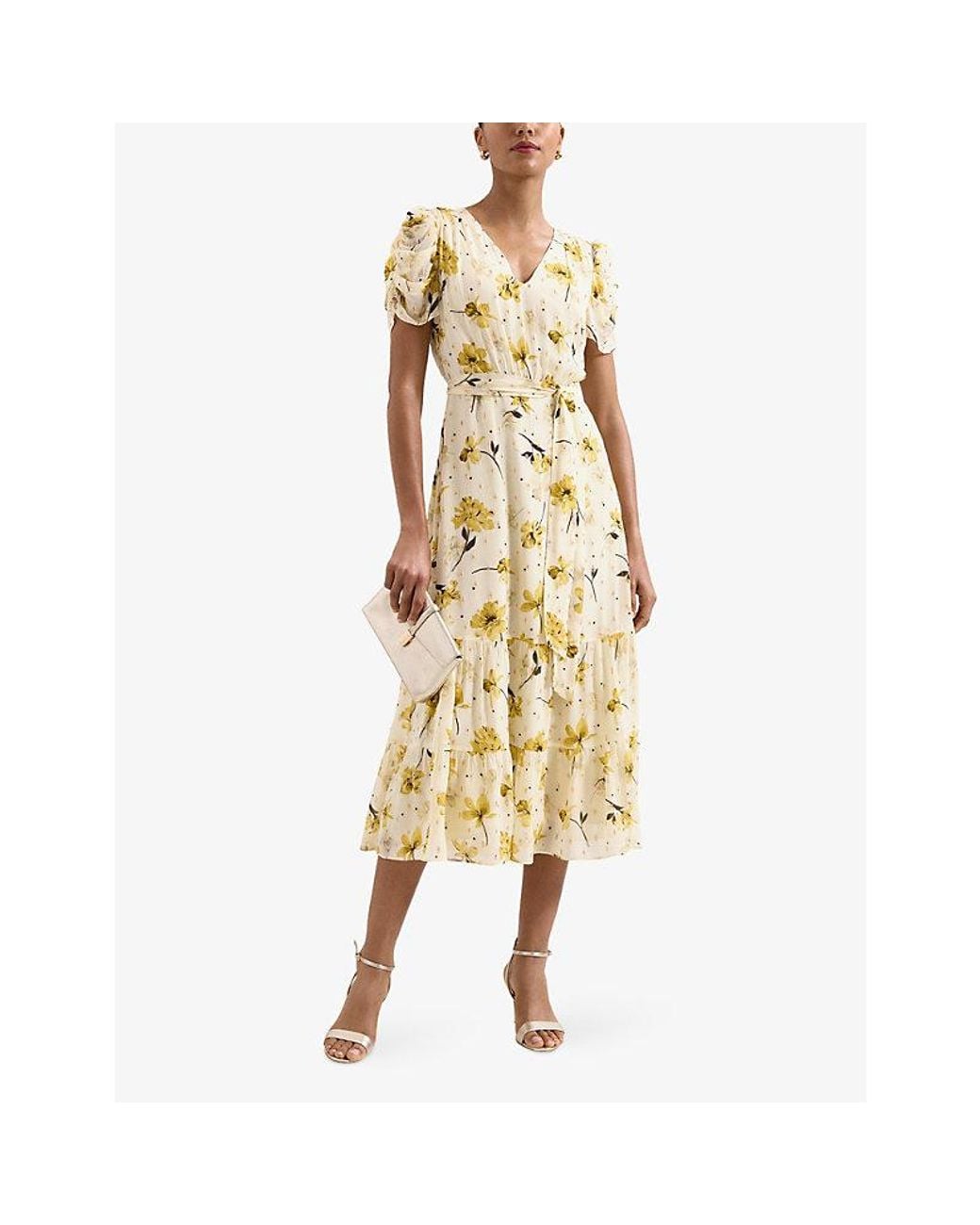 Phase Eight Metallic Azalea Floral Fil Coupé Woven Midi Dress