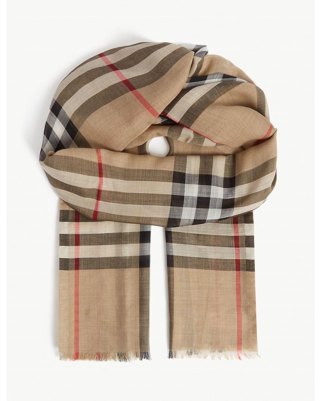 Burberry Giant Check Wool-silk Scarf in Natural - Lyst