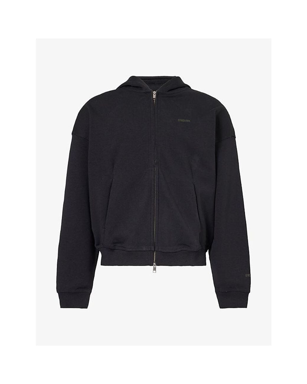 GYMSHARK Blue Evolve Zip-Through Cotton-Blend Hoody for men