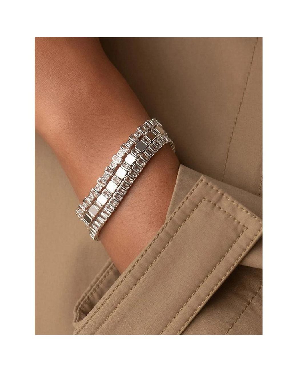 Lisa Gozlan White The Duo Flex Sterling-Plated Brass And Cubic Zirconia Tennis Bracelet