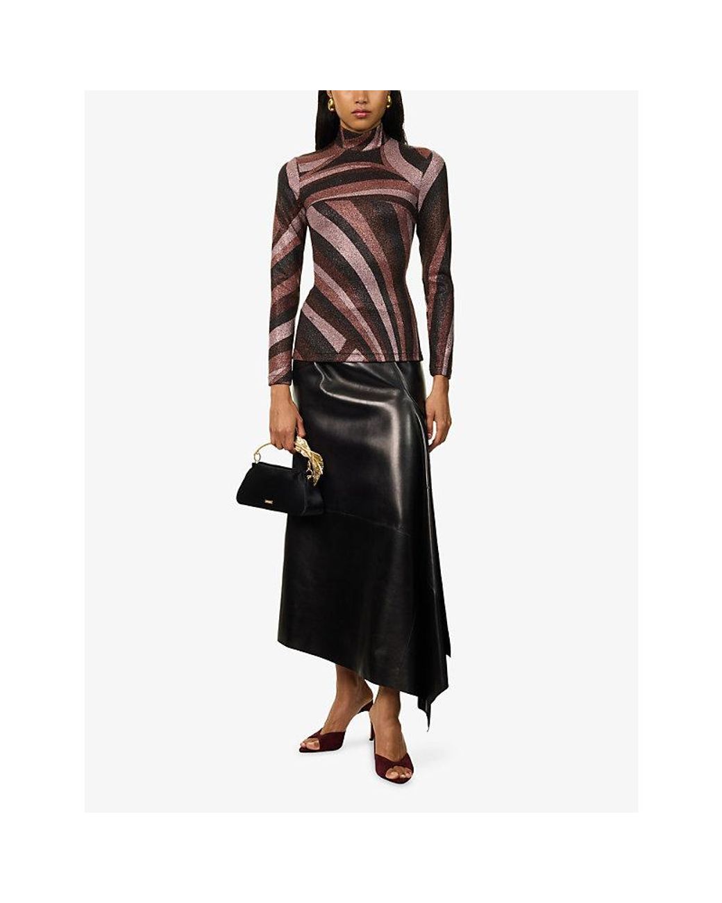 Emilio Pucci Multicolor Iride Print High-Neck Lurex Top