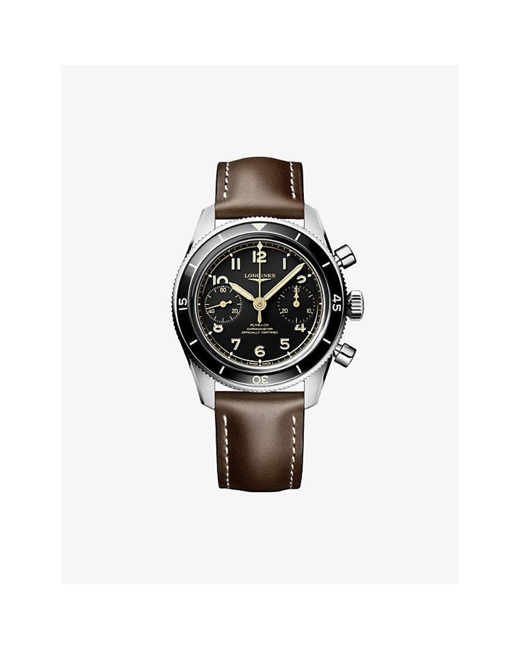 Longines Black Spirit Pilot Flyback 39.5Mm Manual Watch for men