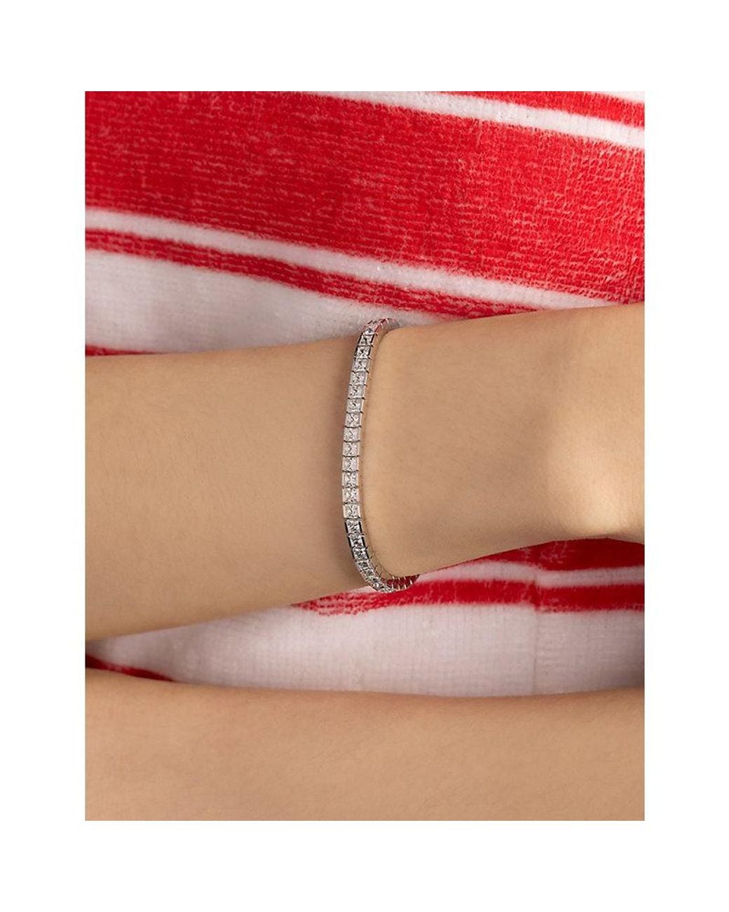 Apm Monaco White Monaco Alloy And Cubic Zirconia Bracelet