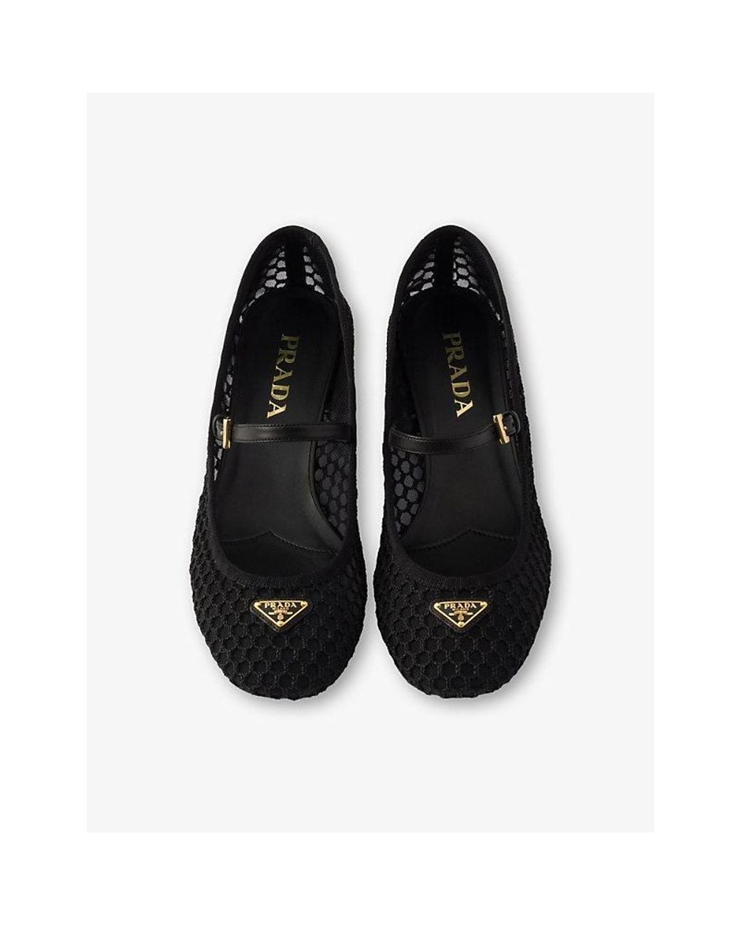 Prada Black Brand-Plaque Mesh Courts