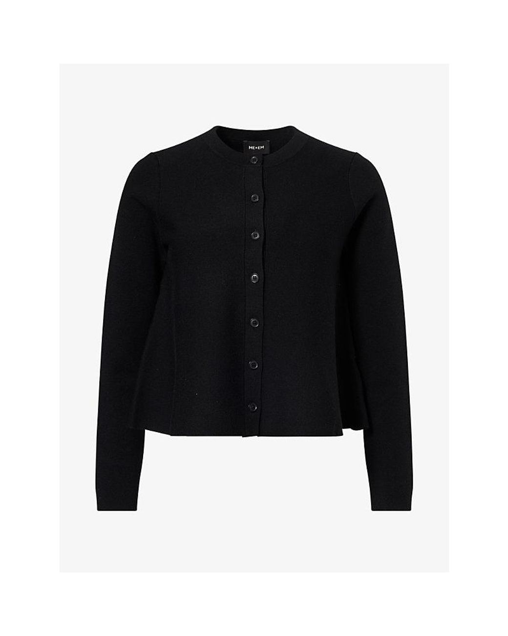ME+EM Black Button-Through Wool-Blend Cardigan