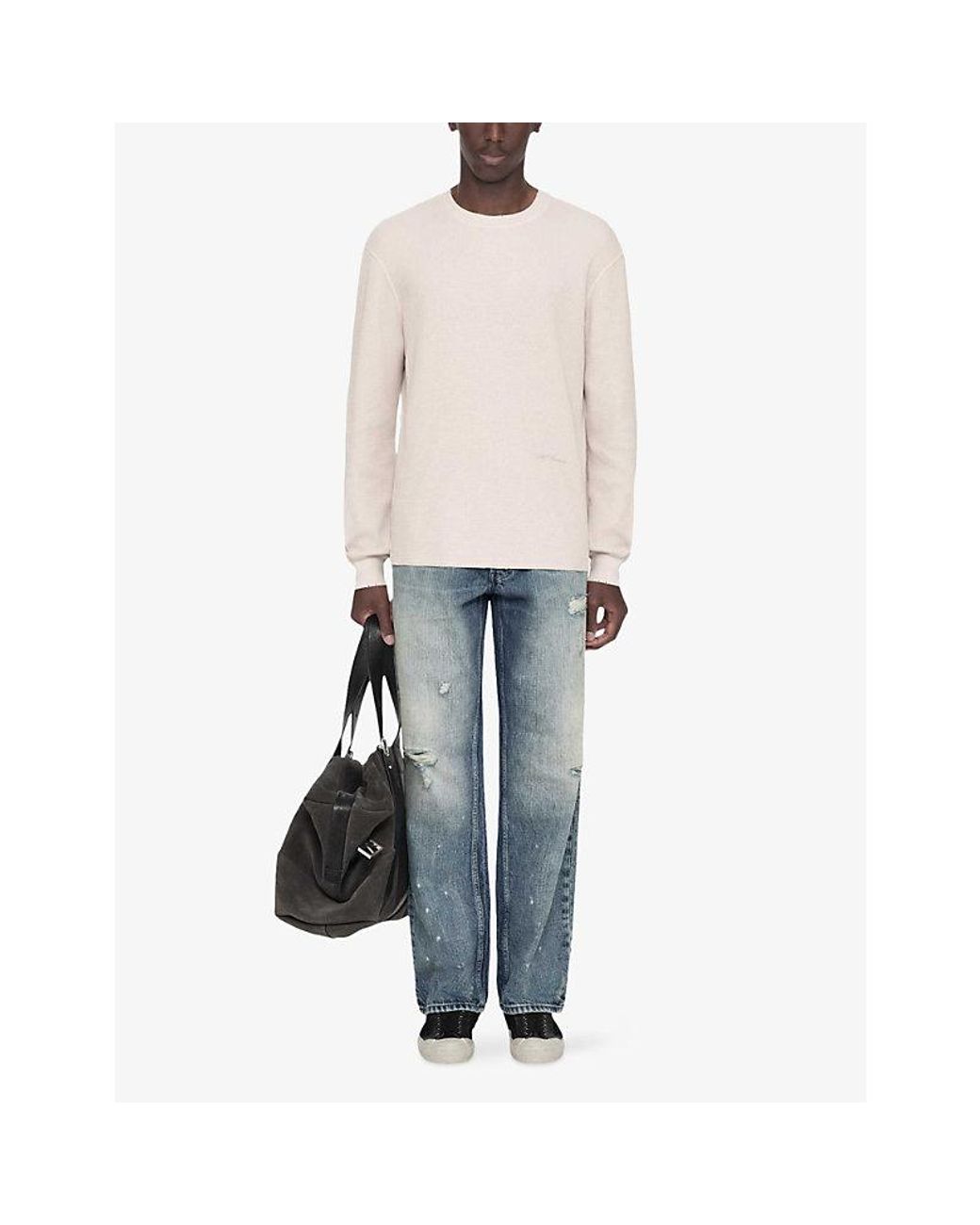 AllSaints Natural Raine Long-Sleeved Cotton-Knit T-Shirt for men