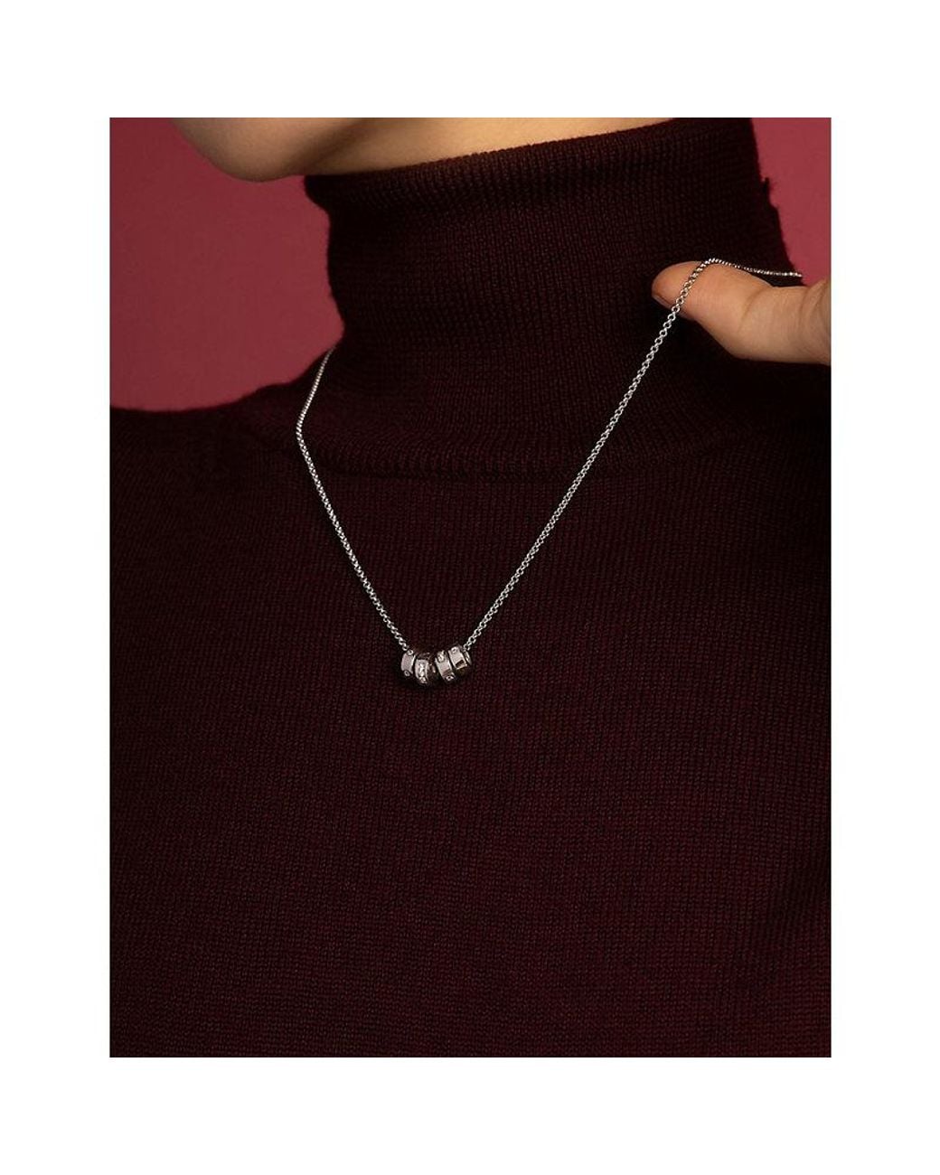 Apm Monaco White Love Rhodium Plated Alloy And Cubic Zirconia Necklace
