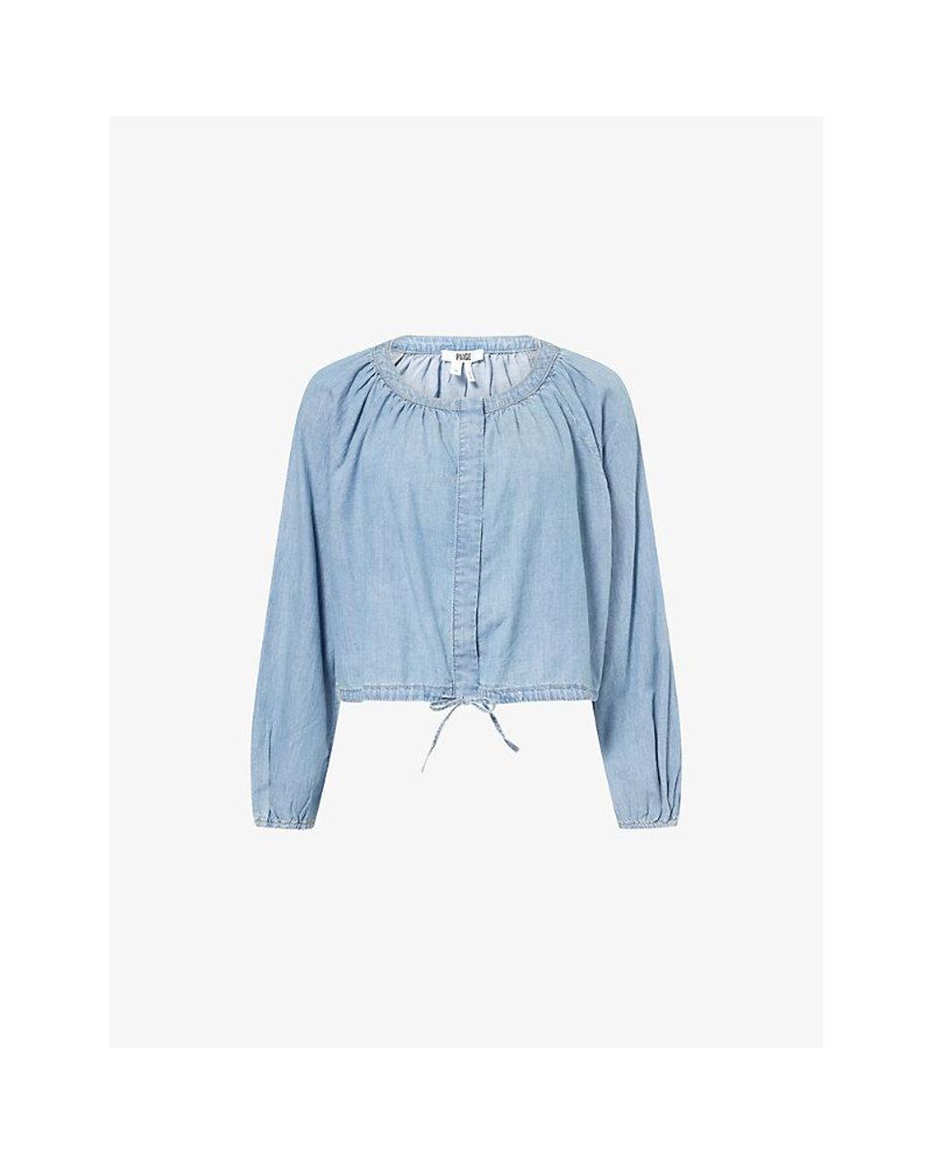 PAIGE Blue Gloria Round-Neck Denim Top