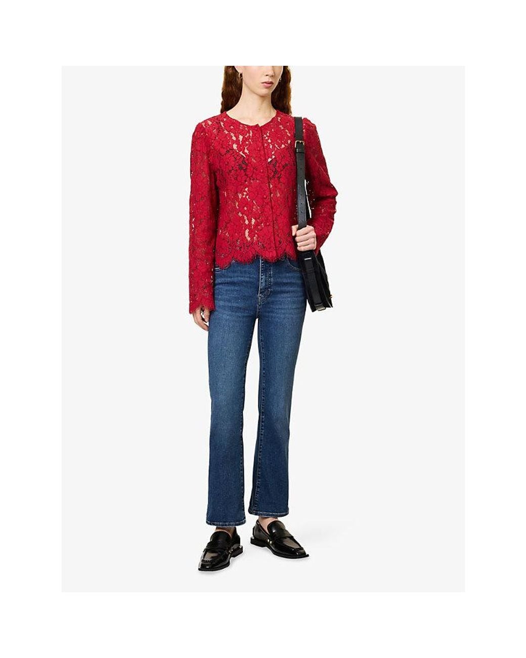 FRAME Blue The Reboot Crop Bootcut Stretch-Denim Jeans